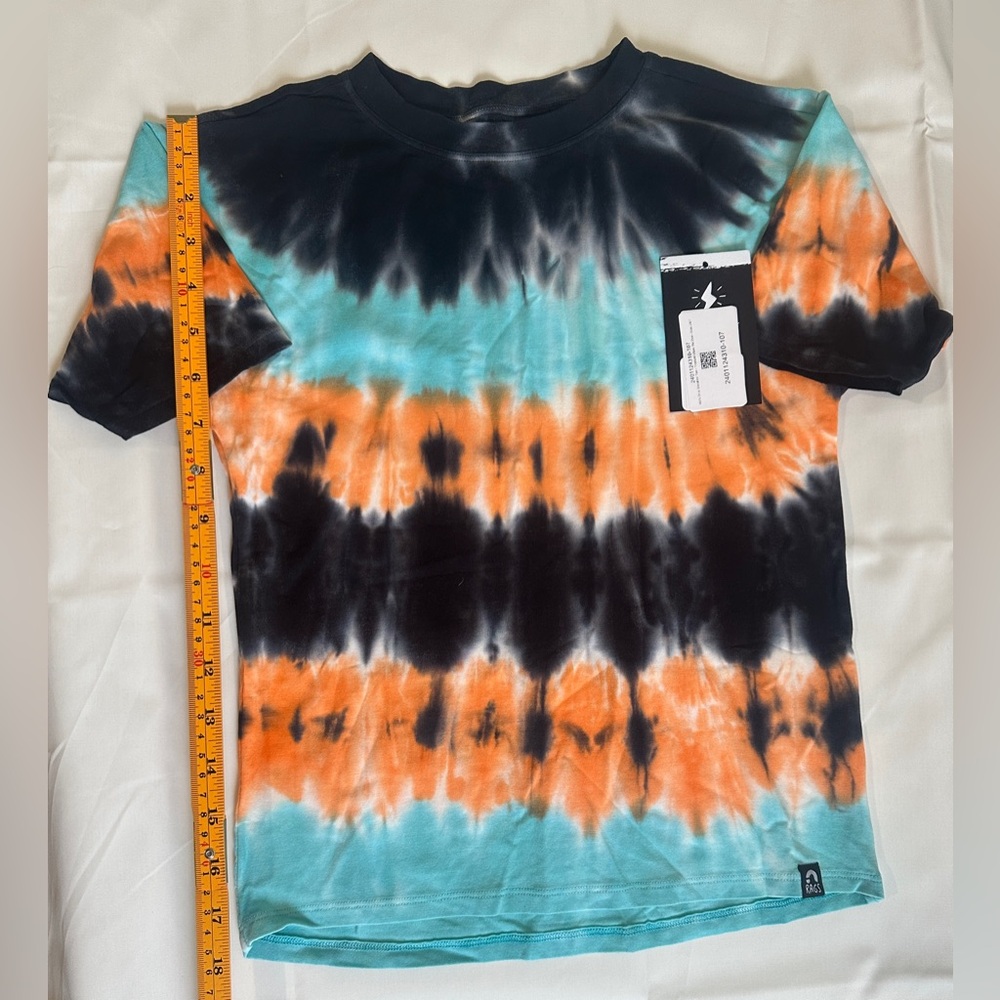 RAGS Tie Dye Short Sleeve Tee 5/6 Black Teal Orange — New
